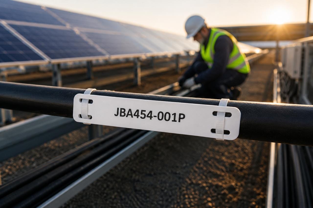 CABMAN cable marker fitted to cabling on a South African solar installation